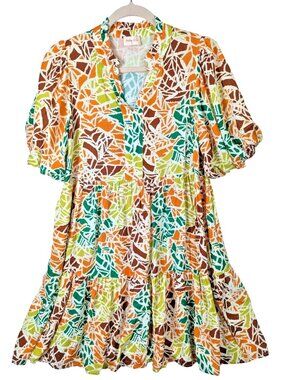 Hailey & Co Women size S Pocket Mini Dress Puffed Sleeve Bohemian Flowy Festival